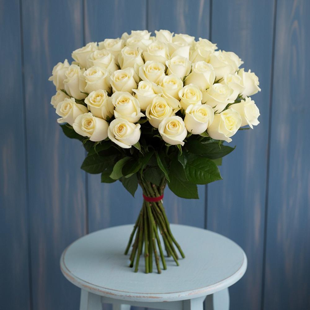 Букет 51 Белая роза Эдлесс Лав в Завитинске