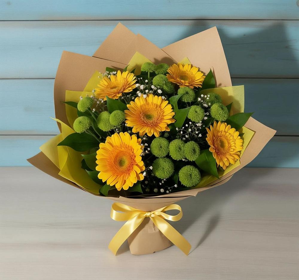 Букет цветов из: Герберы и Хризантемы в Завитинске