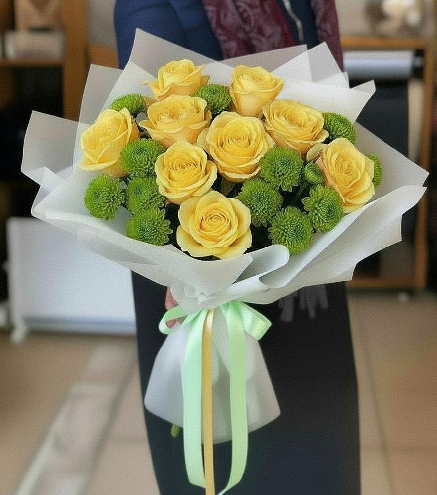 Букет цветов из: Хризантемы и Розы в Завитинске