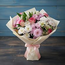 Букет цветов из:  Хризантемы, Альстромерии и Розы в Завитинске