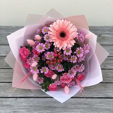 Букет цветов из:  Розы, Герберы и Хризантемы #REPLACE_PRED# Завитинске